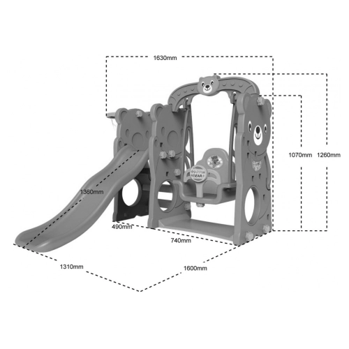 Plac zabaw dla dzieci Huśtawka + Zjeżdżalnia 3w1 Miś Biały CHD-161W